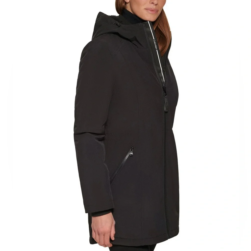 Calvin Klein Women’s Hooded Faux-Fur-Lined Anorak Raincoat S - Picture 16 of 16